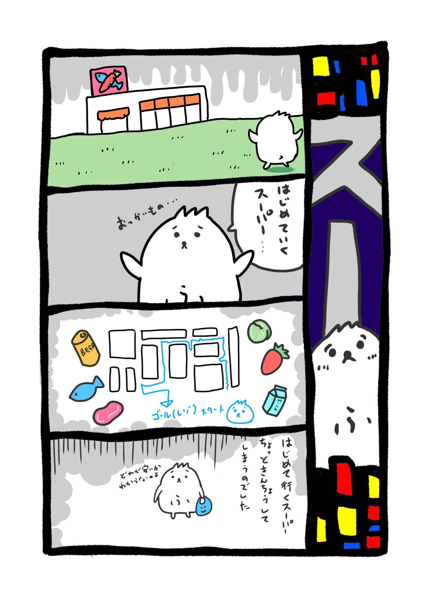 【4コマ漫画】はじめてのスーパーマーケット