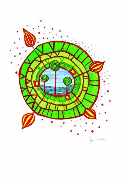 The Green Core: Discovering a Miniature World in a Vibrant Acrylic Mandala