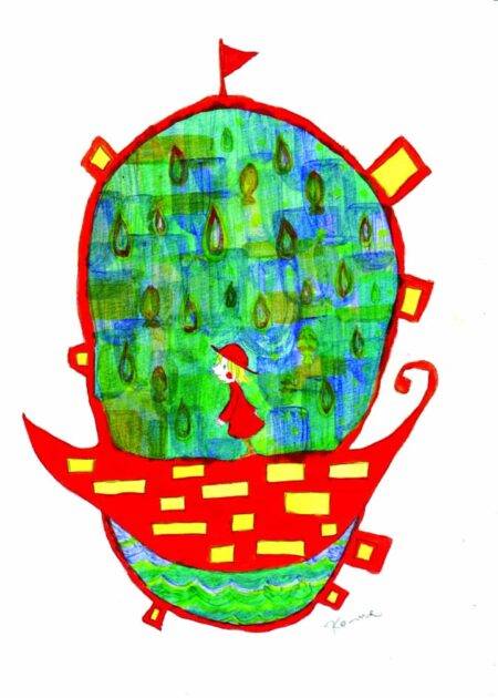 Sailing the Painted Sea: A Whimsical Acrylic Vessel Holding a World Within