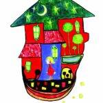 Under the Starry Roof: A Magical House Explored in Acrylic