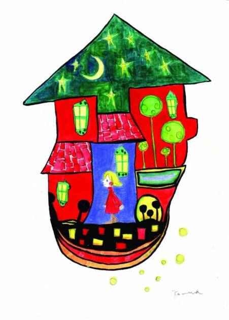 Under the Starry Roof: A Magical House Explored in Acrylic